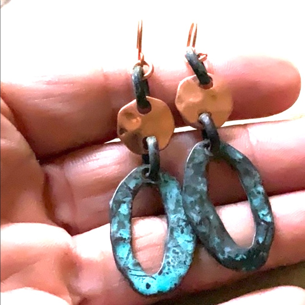 Copper patina hoop earrings southwestern new